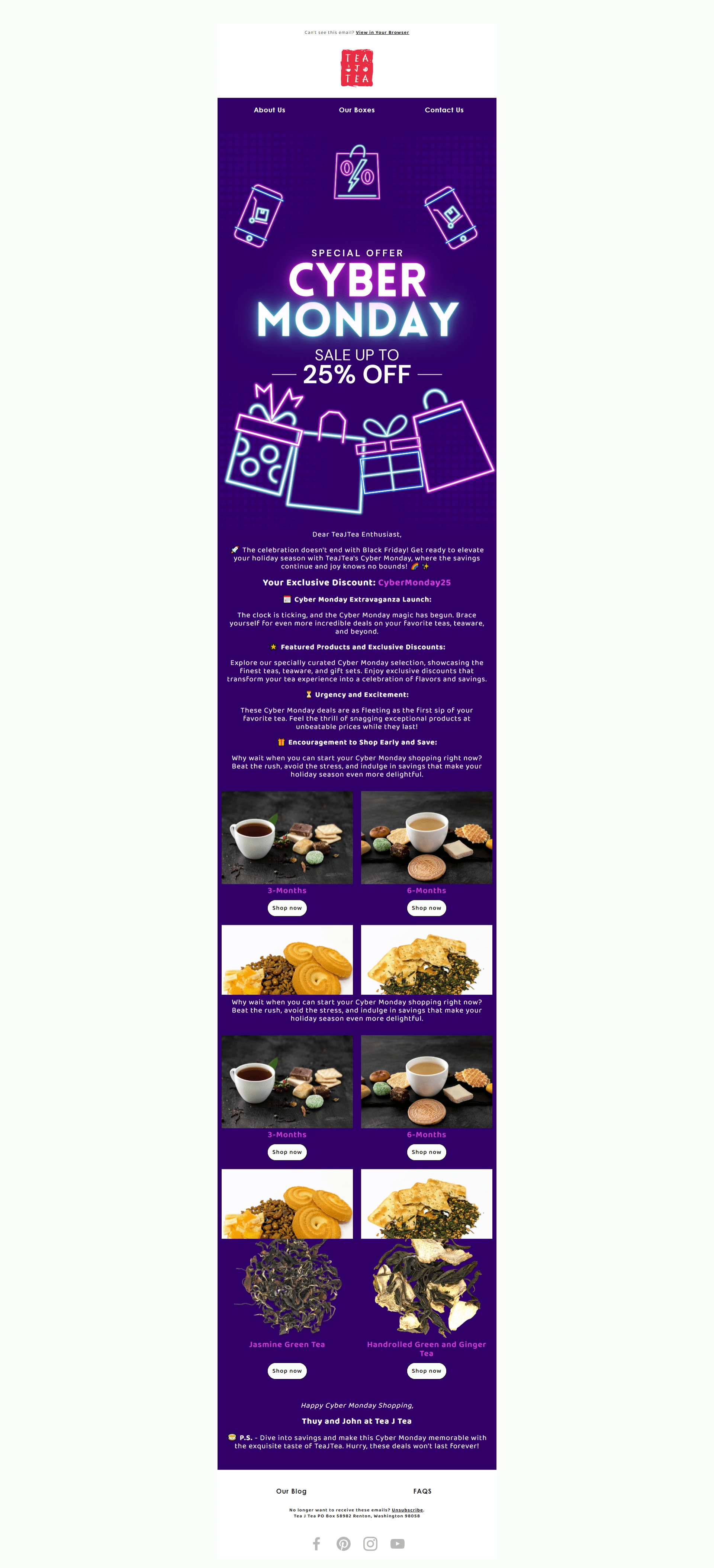 Tea Brand Email Marketing Klaviyo Project - Cyber Monday campaign