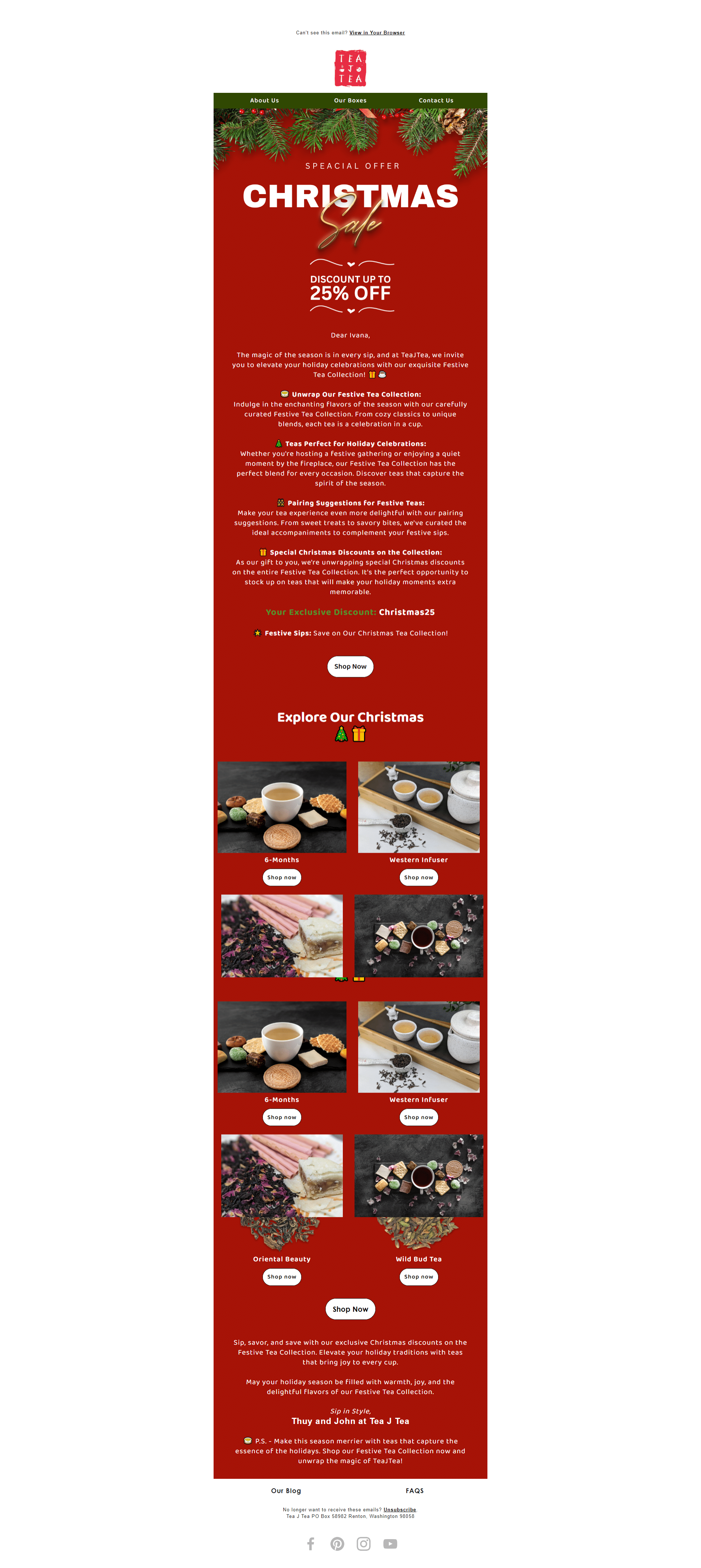 Tea Brand Email Marketing Klaviyo Project Tea Brand Емаил маркетинг Кlaviyo пројекат - Кампања Црисмаш Tea Brand Email marketing Klaviyo projekat - Kampanja Crismaš auto_awesome Did you mean: Tea Brand Е Маил маркетинг Klaviyo пројекат - Кампања Црисмас 62 / 5,000 Translation results Translation result Tea Brand Email Marketing Klaviyo Project - The Christmas campaign